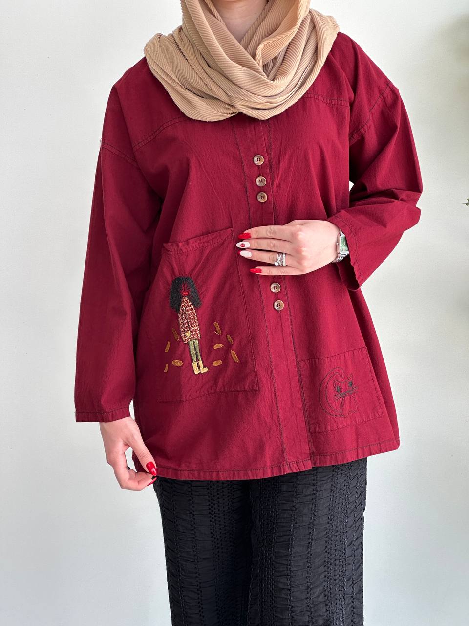 شومیز مانتویی سه دکمه دختر